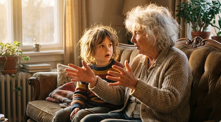Grandmother sharing stories with grandchild